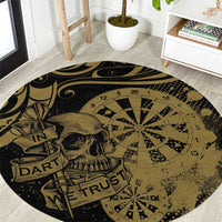 New Zealand Darts Round Carpet Skull In Dart We Trust Maori Pattern - Polynesian Pride