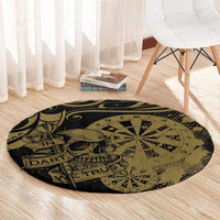 New Zealand Darts Round Carpet Skull In Dart We Trust Maori Pattern - Polynesian Pride