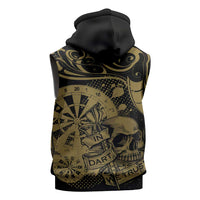 New Zealand Darts Sleeveless Hoodie Skull In Dart We Trust Maori Pattern - Polynesian Pride