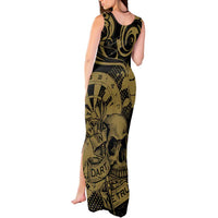 New Zealand Darts Tank Maxi Dress Skull In Dart We Trust Maori Pattern - Polynesian Pride