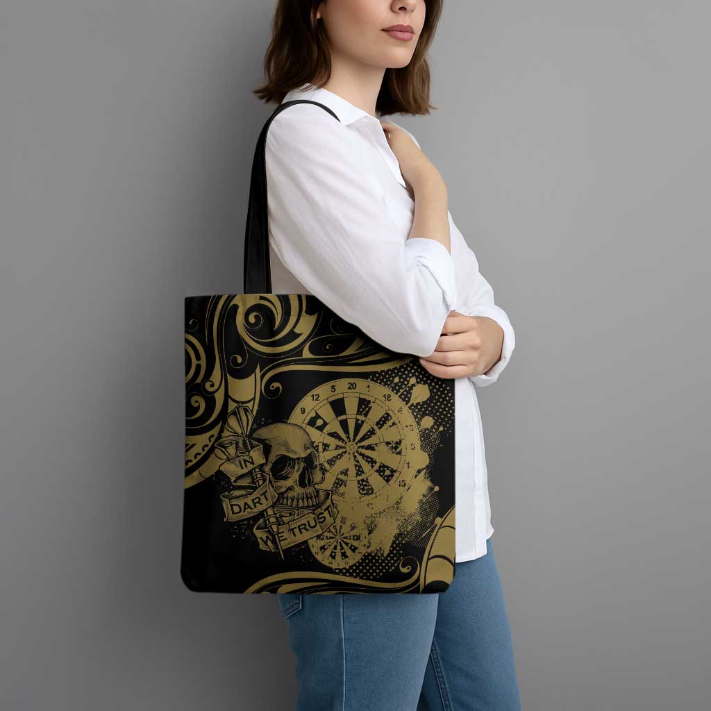 New Zealand Darts Tote Bag Skull In Dart We Trust Maori Pattern - Polynesian Pride