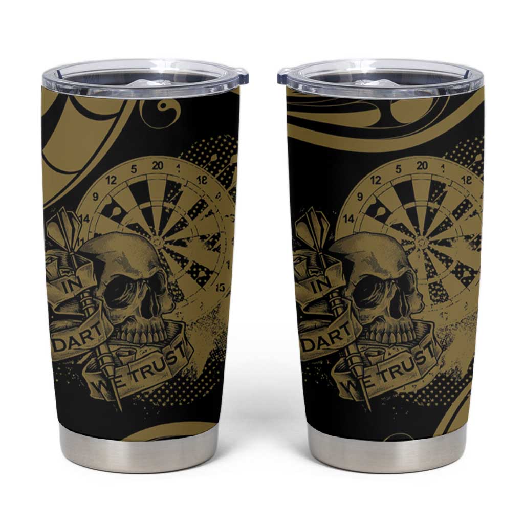 New Zealand Darts Tumbler Cup Skull In Dart We Trust Maori Pattern - Polynesian Pride