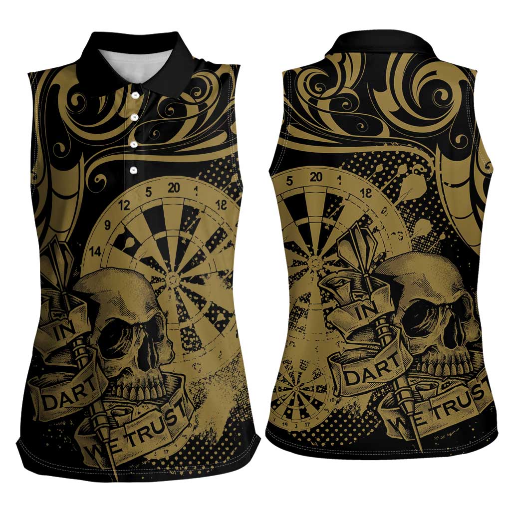 New Zealand Darts Women Sleeveless Polo Shirt Skull In Dart We Trust Maori Pattern - Polynesian Pride