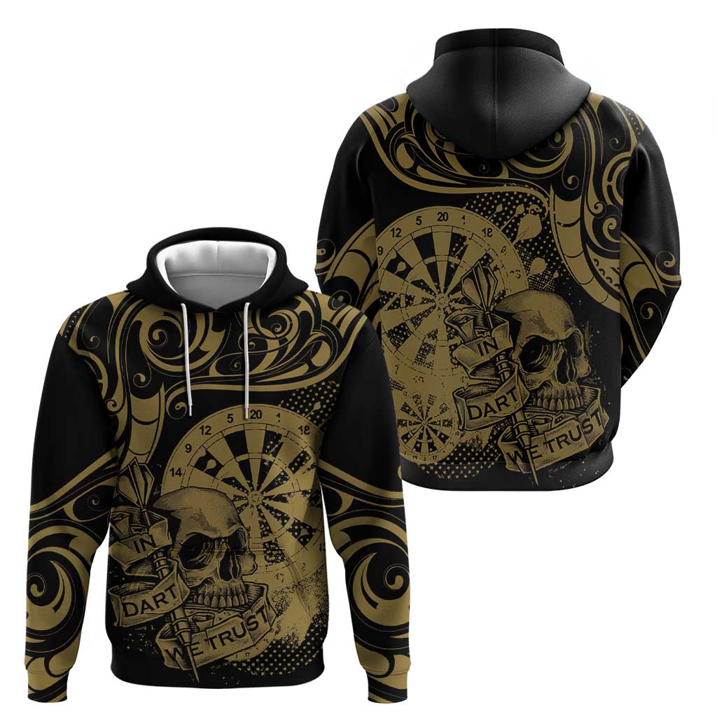 New Zealand Darts Zip Hoodie Skull In Dart We Trust Maori Pattern - Polynesian Pride