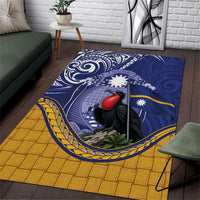 Magnificent Frigatebird Nauru Area Rug Pandanus Weaving Polynesian Pattern LT14 Blue - Polynesian Pride