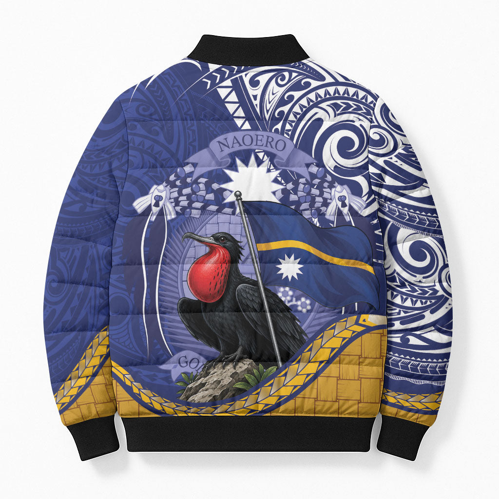 Magnificent Frigatebird Nauru Bomber Puffer Jacket Pandanus Weaving Polynesian Pattern LT14 - Polynesian Pride