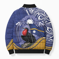 Magnificent Frigatebird Nauru Bomber Puffer Jacket Pandanus Weaving Polynesian Pattern LT14 - Polynesian Pride