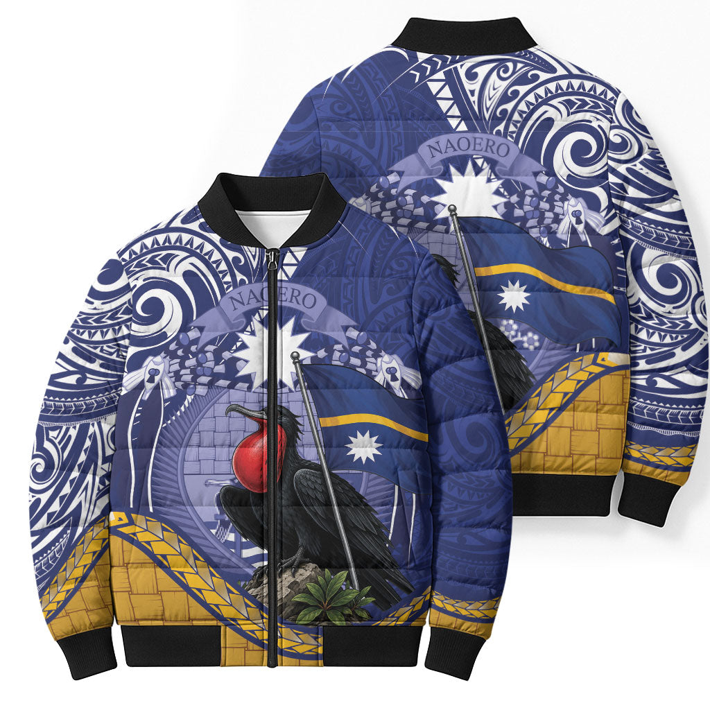 Magnificent Frigatebird Nauru Bomber Puffer Jacket Pandanus Weaving Polynesian Pattern LT14 - Polynesian Pride
