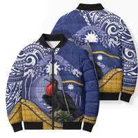 Magnificent Frigatebird Nauru Bomber Puffer Jacket Pandanus Weaving Polynesian Pattern LT14 - Polynesian Pride