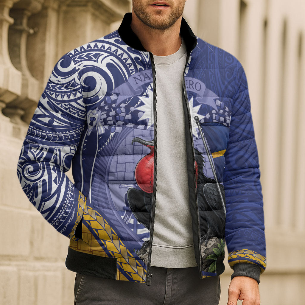Magnificent Frigatebird Nauru Bomber Puffer Jacket Pandanus Weaving Polynesian Pattern LT14 - Polynesian Pride