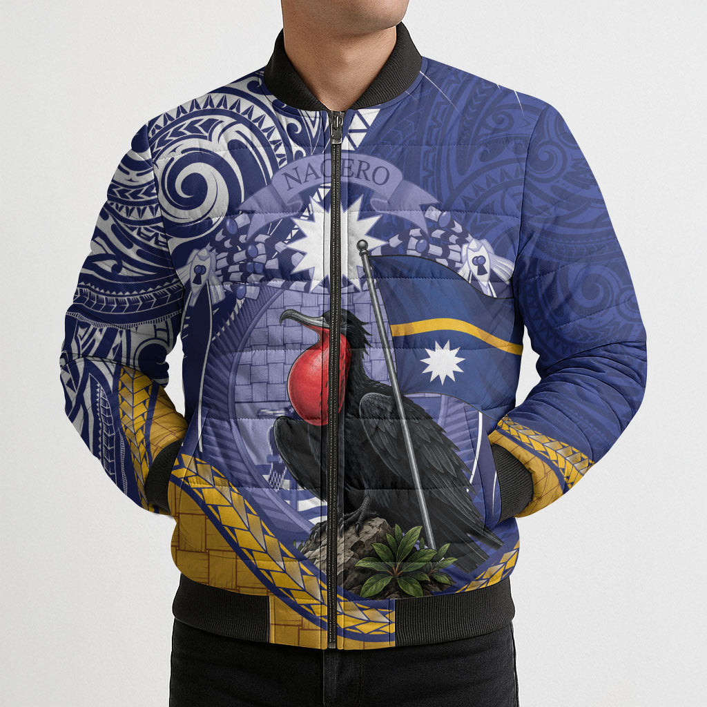 Magnificent Frigatebird Nauru Bomber Puffer Jacket Pandanus Weaving Polynesian Pattern LT14 - Polynesian Pride