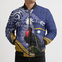 Magnificent Frigatebird Nauru Bomber Puffer Jacket Pandanus Weaving Polynesian Pattern LT14 - Polynesian Pride
