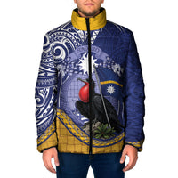 Magnificent Frigatebird Nauru Padded Jacket Pandanus Weaving Polynesian Pattern LT14 Men Blue - Polynesian Pride