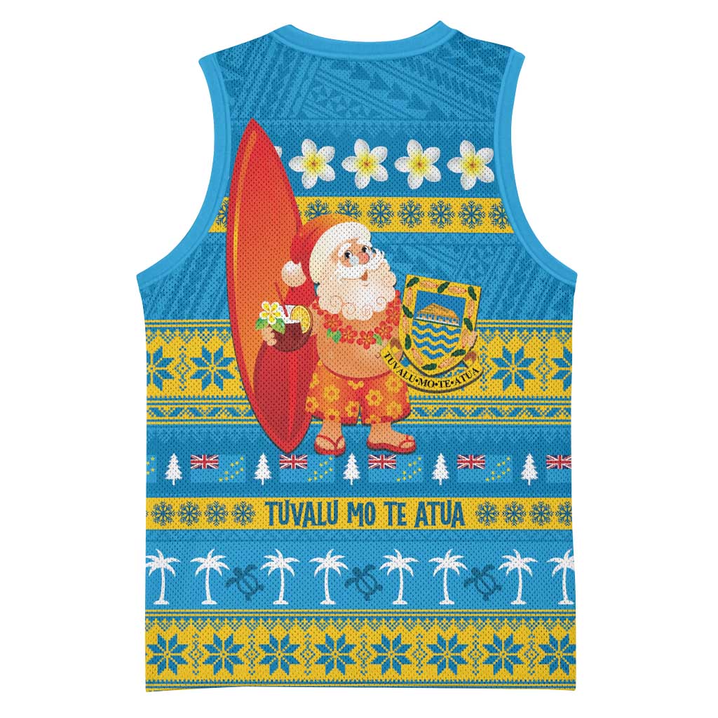 Tuvalu Christmas Basketball Jersey Cute Santa Manuia te Kilisimasi - Polynesian Pride