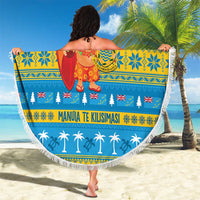 Tuvalu Christmas Beach Blanket Cute Santa Manuia te Kilisimasi - Polynesian Pride