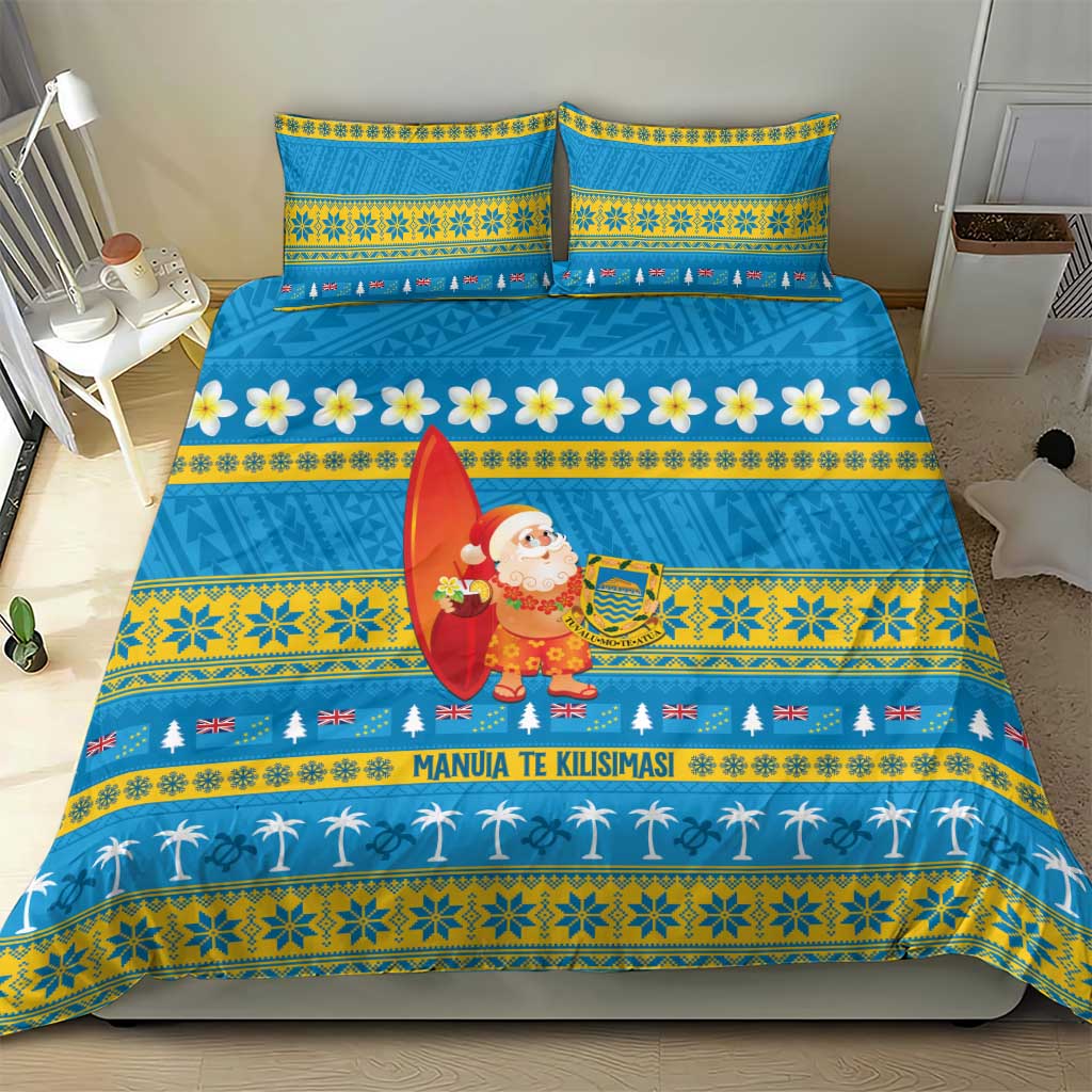 Tuvalu Christmas Bedding Set Cute Santa Manuia te Kilisimasi - Polynesian Pride