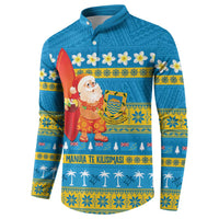 Tuvalu Christmas Button Sweatshirt Cute Santa Manuia te Kilisimasi - Polynesian Pride