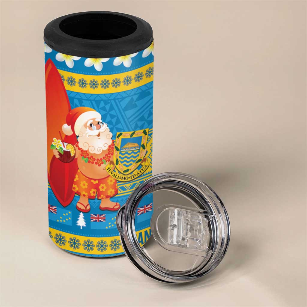 Tuvalu Christmas 4 in 1 Can Cooler Tumbler Cute Santa Manuia te Kilisimasi - Polynesian Pride