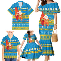 Tuvalu Christmas Family Matching Mermaid Dress and Hawaiian Shirt Cute Santa Manuia te Kilisimasi - Polynesian Pride