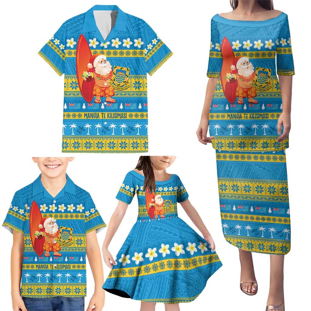 Tuvalu Christmas Family Matching Puletasi and Hawaiian Shirt Cute Santa Manuia te Kilisimasi - Polynesian Pride