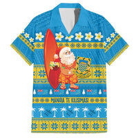 Tuvalu Christmas Family Matching Short Sleeve Bodycon Dress and Hawaiian Shirt Cute Santa Manuia te Kilisimasi - Polynesian Pride