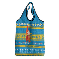 Tuvalu Christmas Grocery Bag Cute Santa Manuia te Kilisimasi - Polynesian Pride