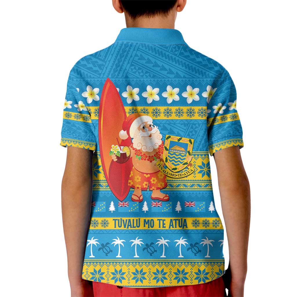 Tuvalu Christmas Kid Polo Shirt Cute Santa Manuia te Kilisimasi - Polynesian Pride