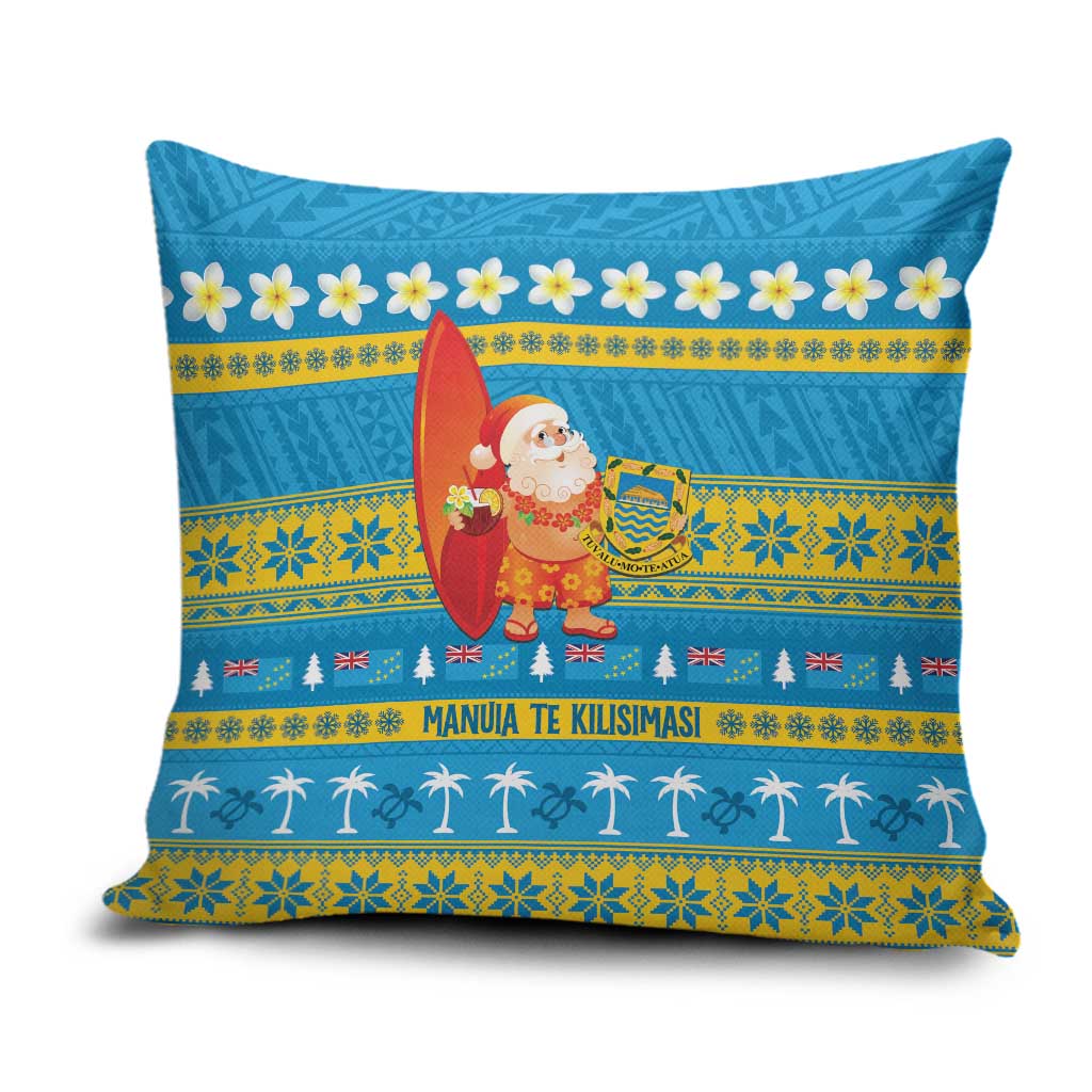 Tuvalu Christmas Pillow Cover Cute Santa Manuia te Kilisimasi - Polynesian Pride