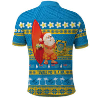 Tuvalu Christmas Polo Shirt Cute Santa Manuia te Kilisimasi - Polynesian Pride