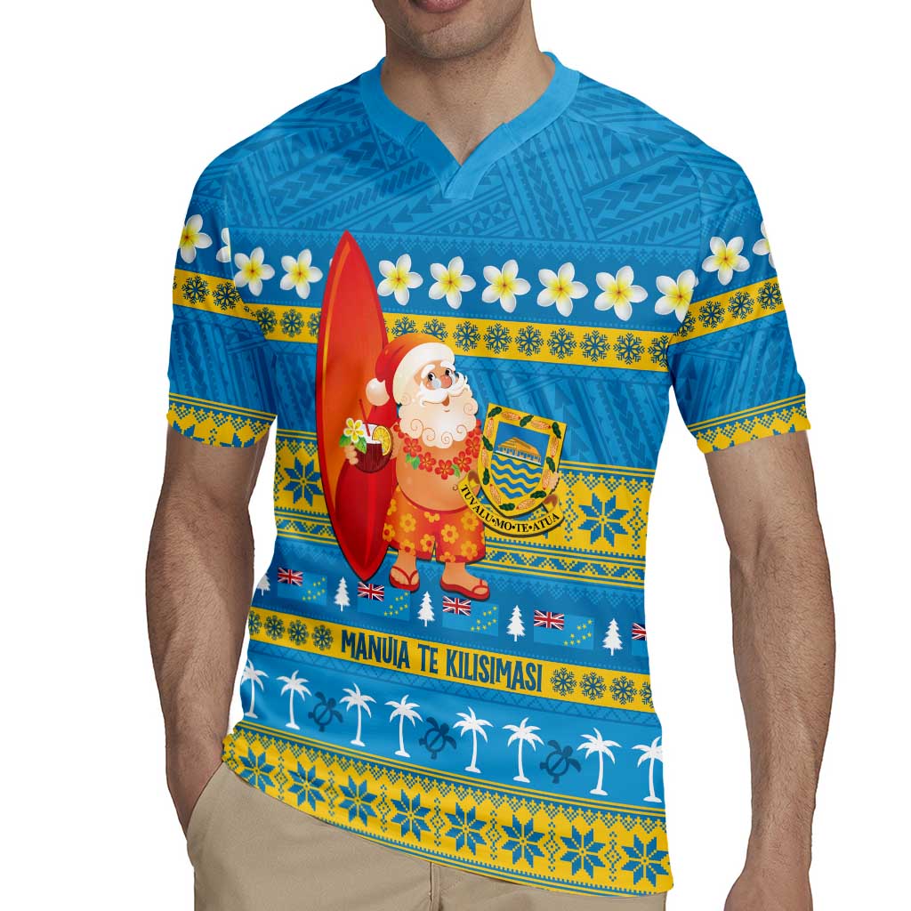 Tuvalu Christmas Rugby Jersey Cute Santa Manuia te Kilisimasi - Polynesian Pride