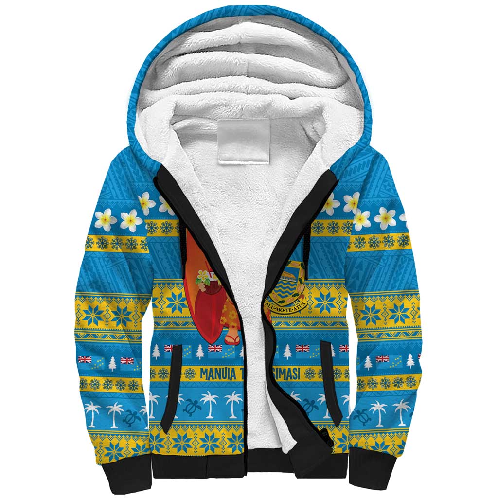 Tuvalu Christmas Sherpa Hoodie Cute Santa Manuia te Kilisimasi - Polynesian Pride