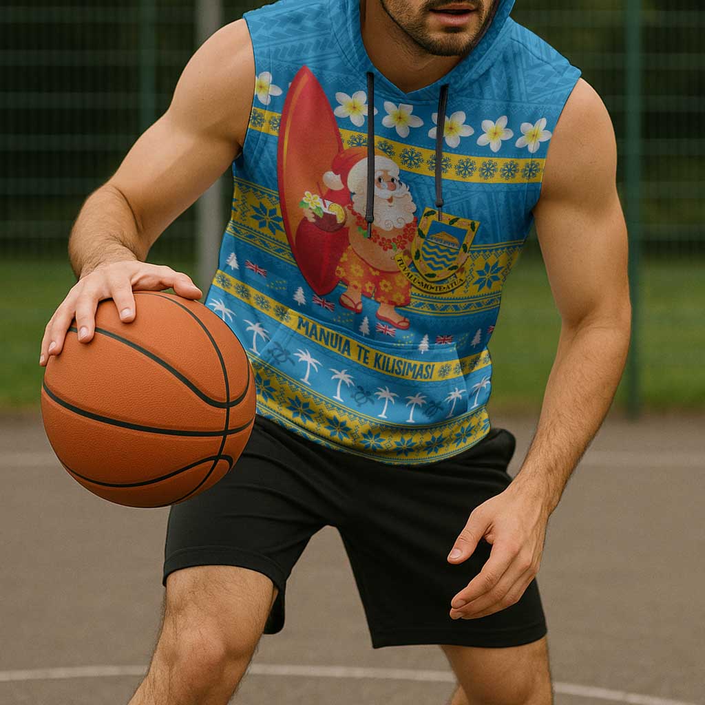 Tuvalu Christmas Sleeveless Hoodie Cute Santa Manuia te Kilisimasi - Polynesian Pride