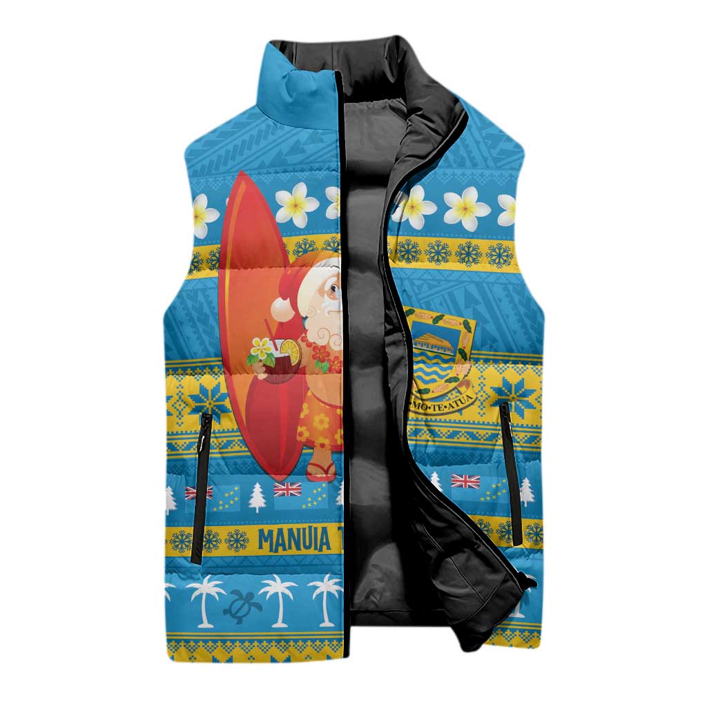 Tuvalu Christmas Sleeveless Puffer Jacket Cute Santa Manuia te Kilisimasi - Polynesian Pride