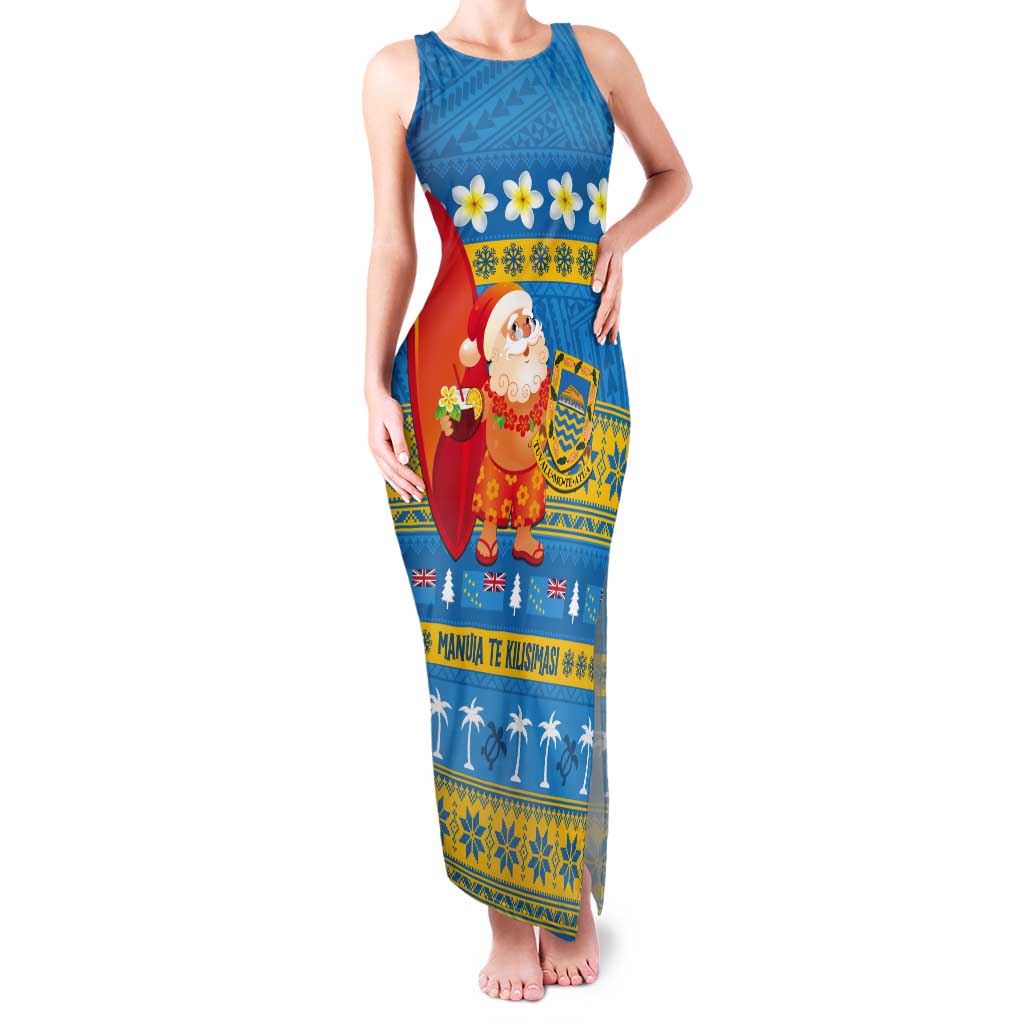 Tuvalu Christmas Tank Maxi Dress Cute Santa Manuia te Kilisimasi - Polynesian Pride