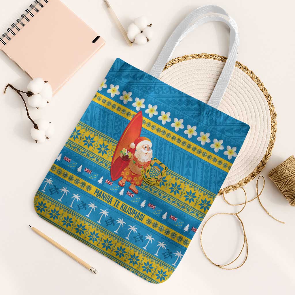 Tuvalu Christmas Tote Bag Cute Santa Manuia te Kilisimasi - Polynesian Pride