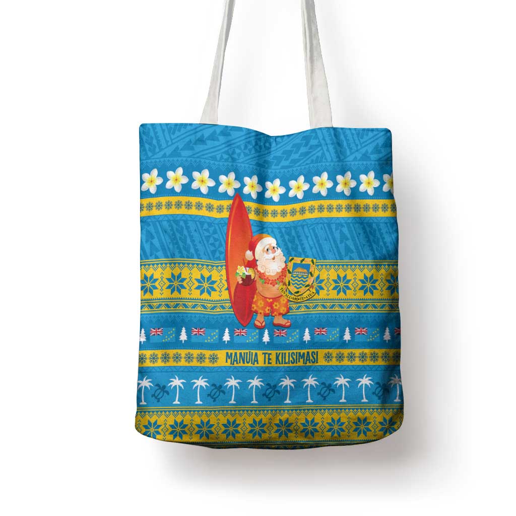 Tuvalu Christmas Tote Bag Cute Santa Manuia te Kilisimasi - Polynesian Pride