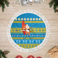 Tuvalu Christmas Tree Skirt Cute Santa Manuia te Kilisimasi - Polynesian Pride