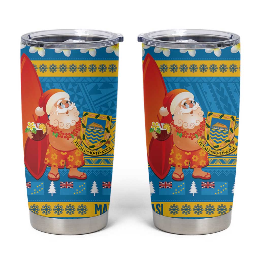 Tuvalu Christmas Tumbler Cup Cute Santa Manuia te Kilisimasi - Polynesian Pride