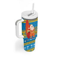 Tuvalu Christmas Tumbler With Handle Cute Santa Manuia te Kilisimasi - Polynesian Pride