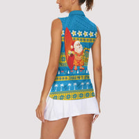 Tuvalu Christmas Women Sleeveless Polo Shirt Cute Santa Manuia te Kilisimasi - Polynesian Pride