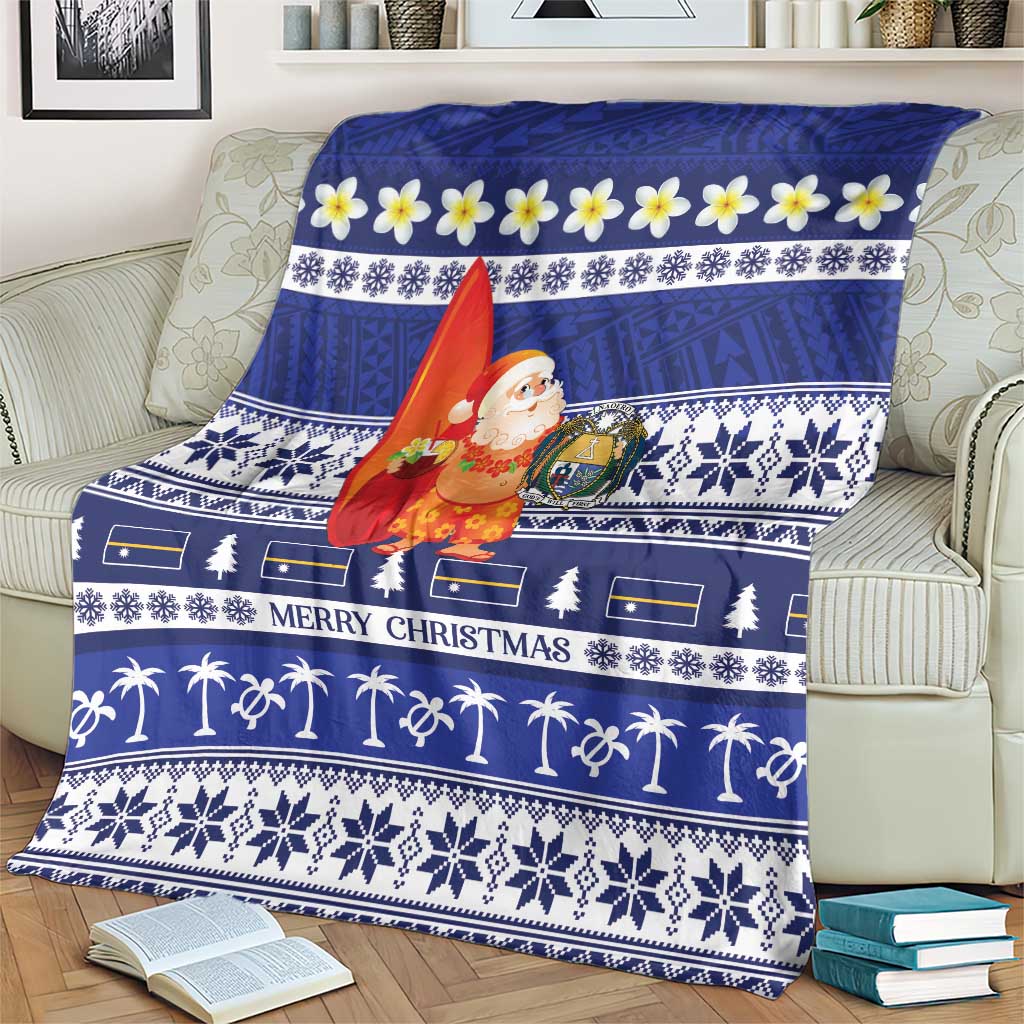 Nauru Christmas Blanket Cute Santa Coat Of Arms Merry Xmas - Polynesian Pride