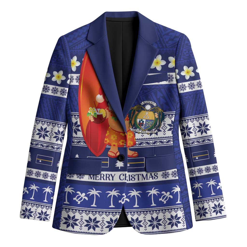 Nauru Christmas Blazer Cute Santa Coat Of Arms Merry Xmas - Polynesian Pride