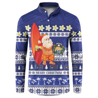 Nauru Christmas Button Sweatshirt Cute Santa Coat Of Arms Merry Xmas - Polynesian Pride
