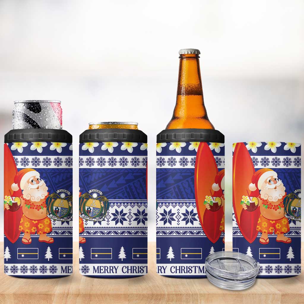 Nauru Christmas 4 in 1 Can Cooler Tumbler Cute Santa Coat Of Arms Merry Xmas - Polynesian Pride