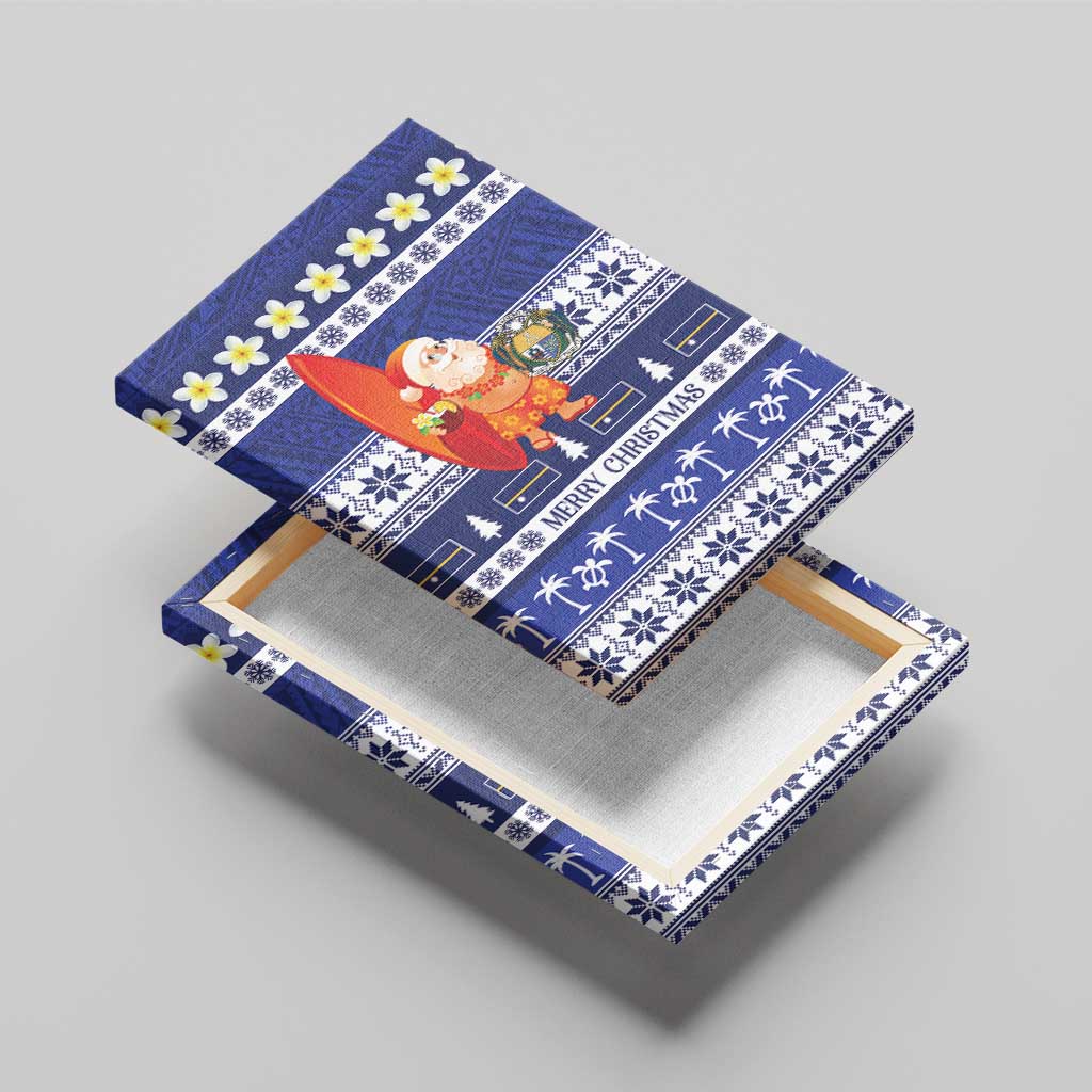 Nauru Christmas Canvas Wall Art Cute Santa Coat Of Arms Merry Xmas - Polynesian Pride