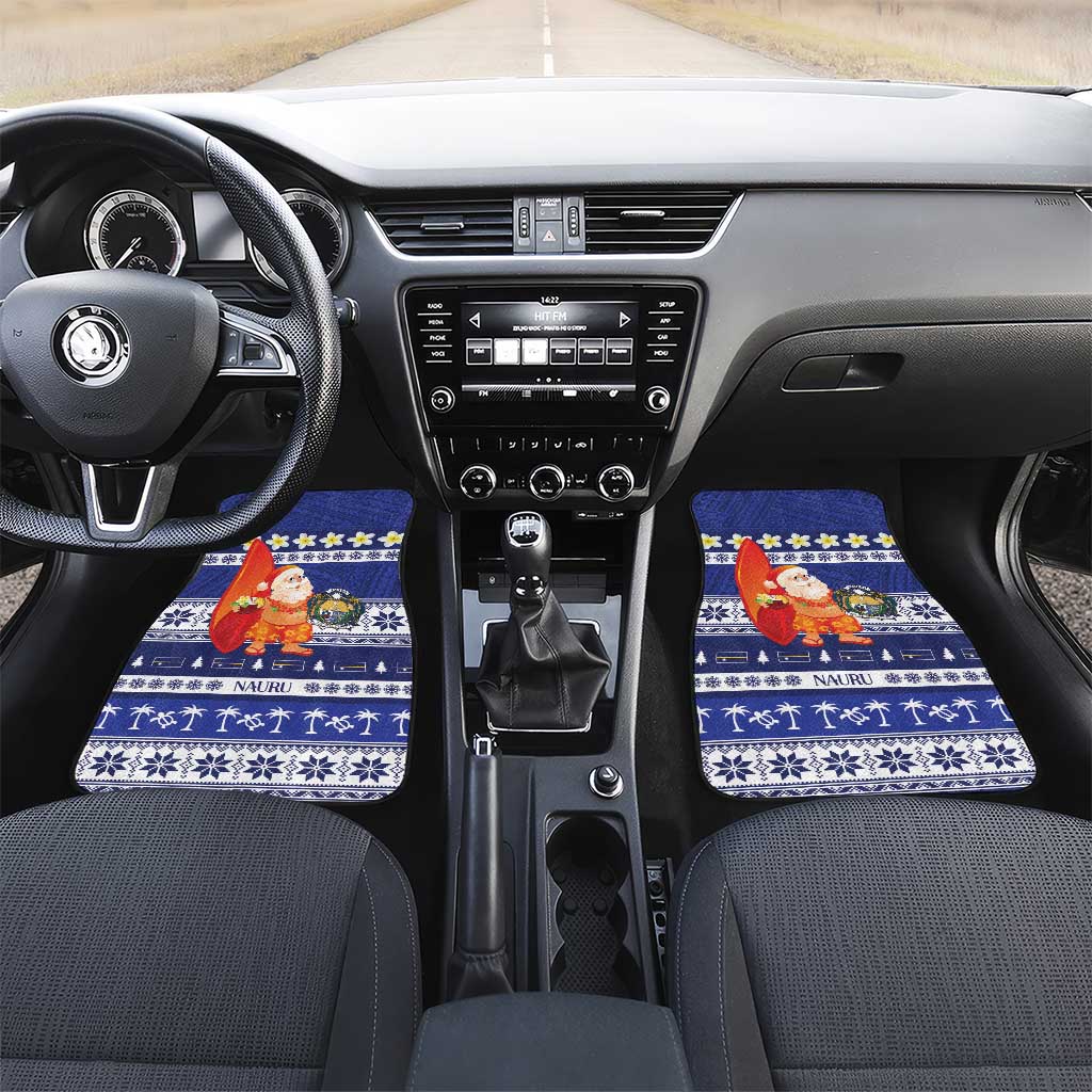 Nauru Christmas Car Mats Cute Santa Coat Of Arms Merry Xmas - Polynesian Pride