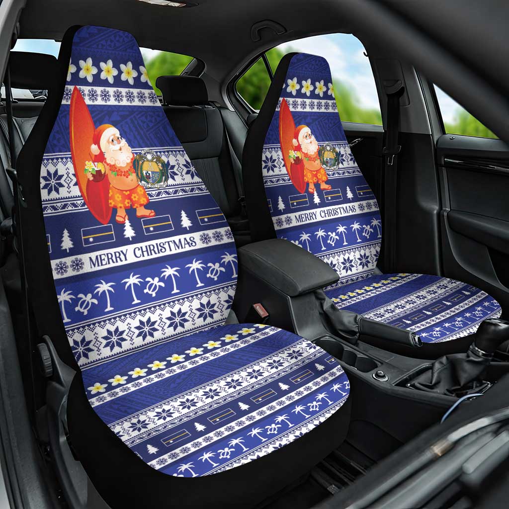 Nauru Christmas Car Seat Cover Cute Santa Coat Of Arms Merry Xmas - Polynesian Pride