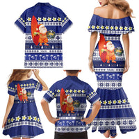 Nauru Christmas Family Matching Mermaid Dress and Hawaiian Shirt Cute Santa Coat Of Arms Merry Xmas - Polynesian Pride