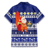 Nauru Christmas Family Matching Off The Shoulder Long Sleeve Dress and Hawaiian Shirt Cute Santa Coat Of Arms Merry Xmas - Polynesian Pride