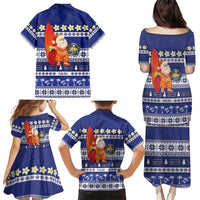 Nauru Christmas Family Matching Puletasi and Hawaiian Shirt Cute Santa Coat Of Arms Merry Xmas - Polynesian Pride